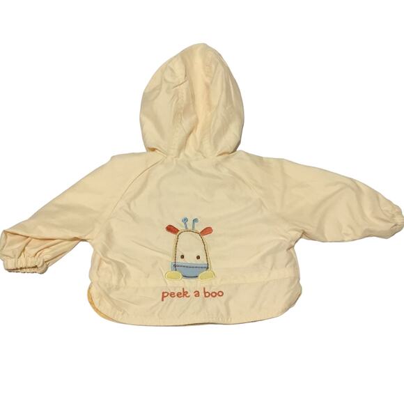 Carter's Hooded Jacket Yellow Giraffe Design Scallop Hem Baby Girls Size 6-9 M - Picture 2 of 9